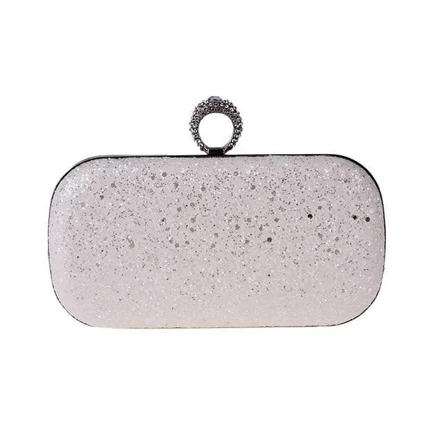 Mother - of - pearl clutch with a delicate sheenLuxy Moon Sequin Evenging Bag Finger Rings Wedding Clutch Mother - of - pearl clutch with a delicate sheenLuxy Moon Sequin Evenging Bag Finger Rings Wedding Clutch