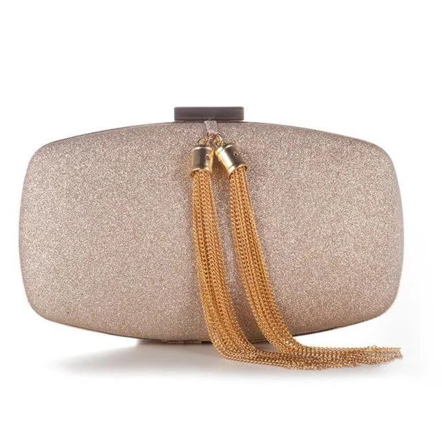 Laser - cut leather evening bag with an intricate patternLuxy Moon Sequin Evening Bags Metal Tassel Clutches