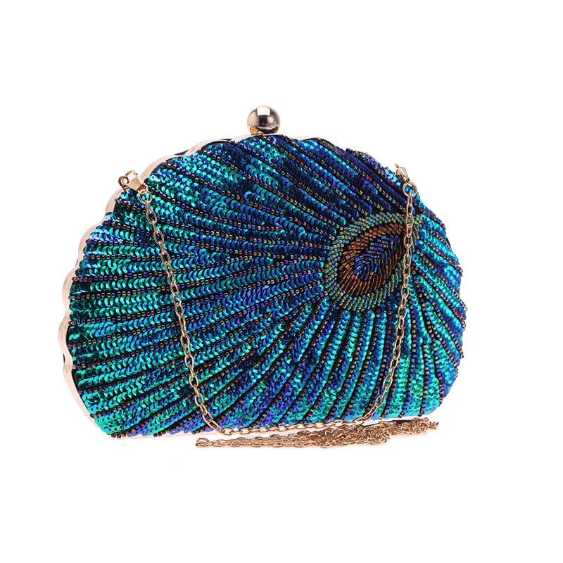 Metallic leather evening bag with a textured finishLuxy Moon Sequin Shell Shape Women's Clutch Purse Metallic leather evening bag with a textured finishLuxy Moon Sequin Shell Shape Women's Clutch Purse
