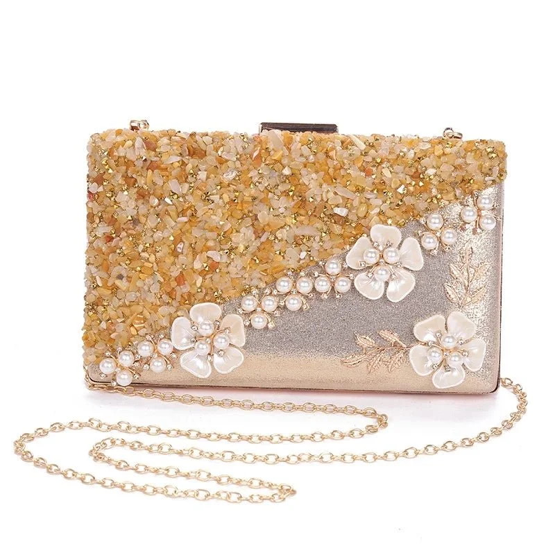 Clutch with a built - in mirror and compact for on - the - go touch - upsLuxy Moon Women's Crossbody Bag for Ladies Flower Sequin Clutch Purse Clutch with a built - in mirror and compact for on - the - go touch - upsLuxy Moon Women's Crossbody Bag for Ladies Flower Sequin Clutch Purse