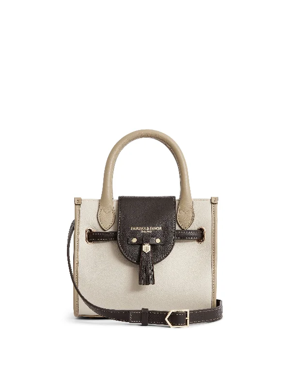 Crossbody bag with a detachable strap for easy customizationMini Windsor Handbag - Neutral Tri-Colour Leather Crossbody bag with a detachable strap for easy customizationMini Windsor Handbag - Neutral Tri-Colour Leather