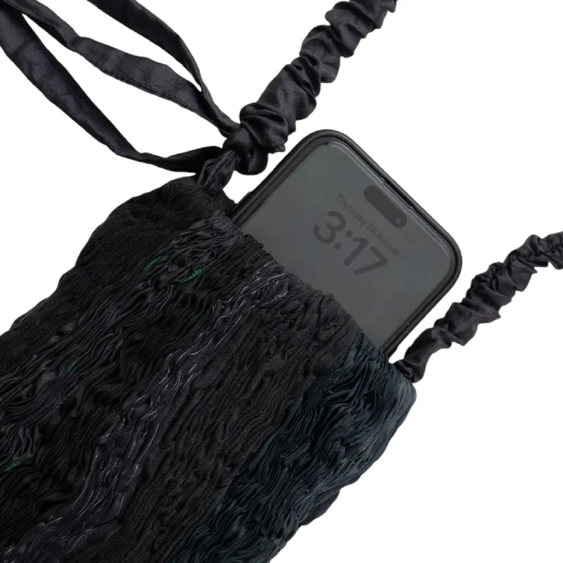 Faux fur crossbody bag with a soft and fluffy texture for winterPLEATED PHONE BAG