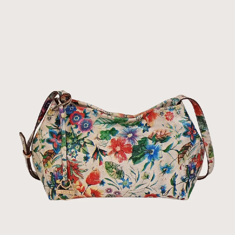 Lightweight nylon crossbody bag with a floral print for spring outingsMOON CROSSBODY