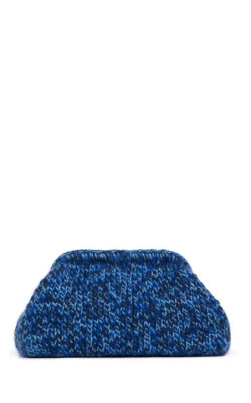 Embroidered silk clutch with a traditional motif for a cultural touchMrina Knit Bag in Sky, Cobalt & Dark Navy Cashmere Embroidered silk clutch with a traditional motif for a cultural touchMrina Knit Bag in Sky, Cobalt & Dark Navy Cashmere
