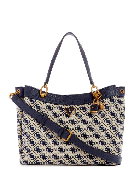 Navy Blue Logo Shemara Girlfriend Satchel Bag