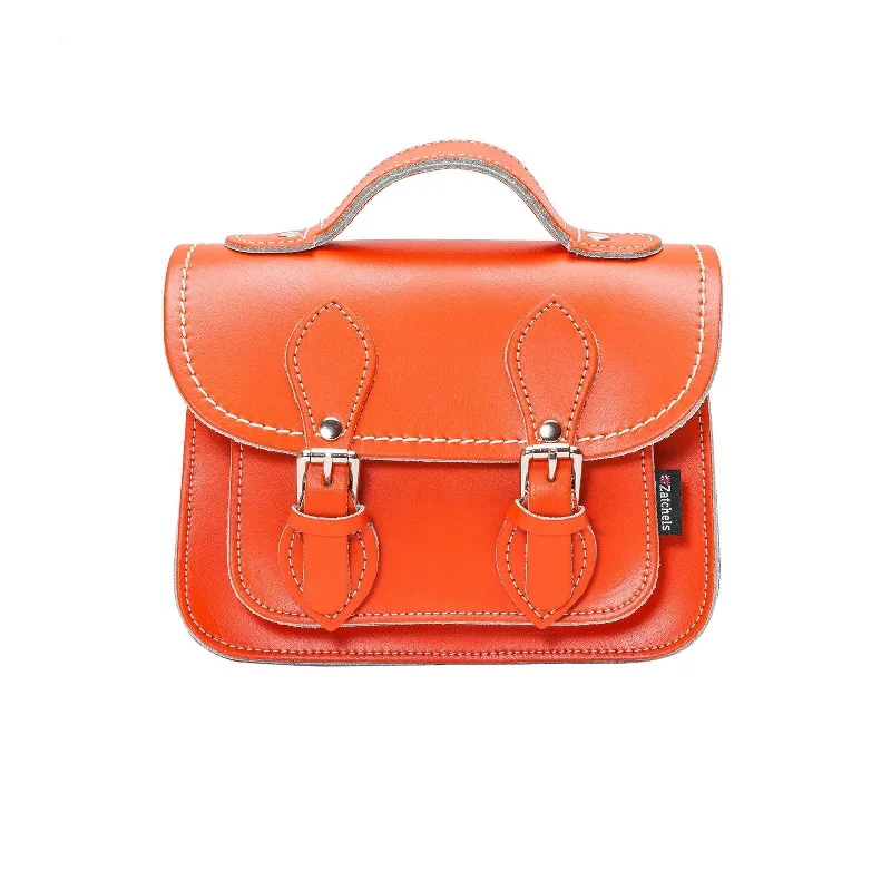 Handmade Leather Micro Satchel - Orange