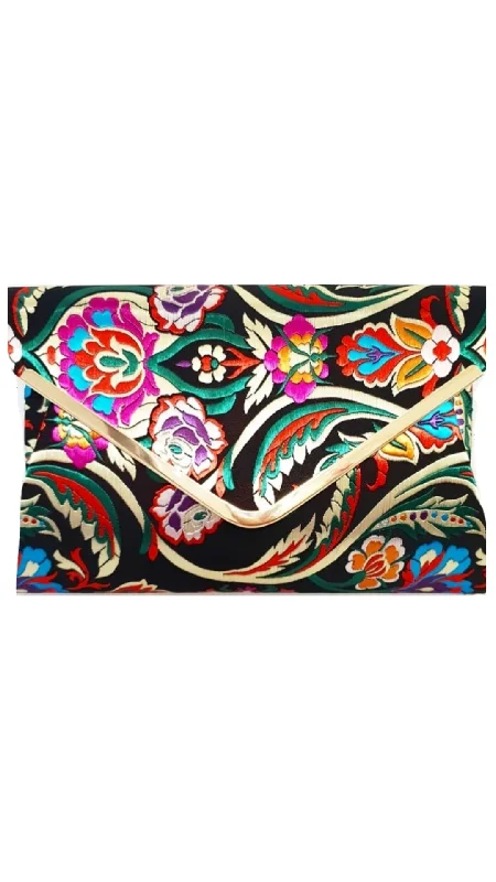 Sequined clutch in a metallic color for a party lookOriental Clutch- Black