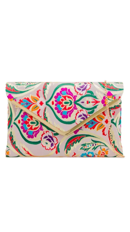 Two - tone clutch with a contrast color lining for added styleOriental Clutch- Champagne Two - tone clutch with a contrast color lining for added styleOriental Clutch- Champagne