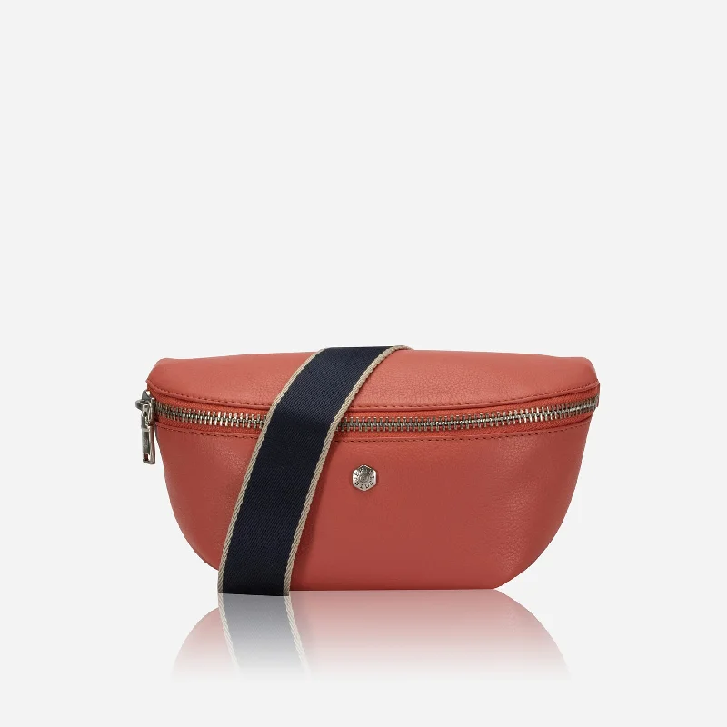 Crossbody bag with a magnetic snap closure for quick accessOsaka Slim Ladies Leather Waist Bag, Apricot Crossbody bag with a magnetic snap closure for quick accessOsaka Slim Ladies Leather Waist Bag, Apricot