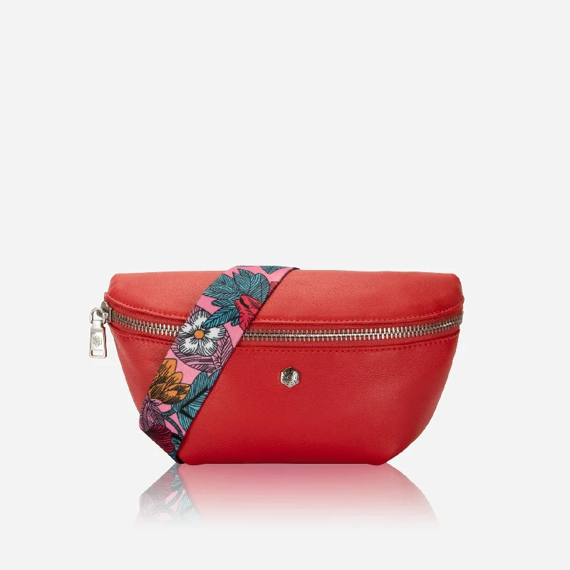 Vintage - style crossbody bag with a brass frame and leather strapsOsaka Slim Ladies Leather Waist Bag, Candy Apple Vintage - style crossbody bag with a brass frame and leather strapsOsaka Slim Ladies Leather Waist Bag, Candy Apple