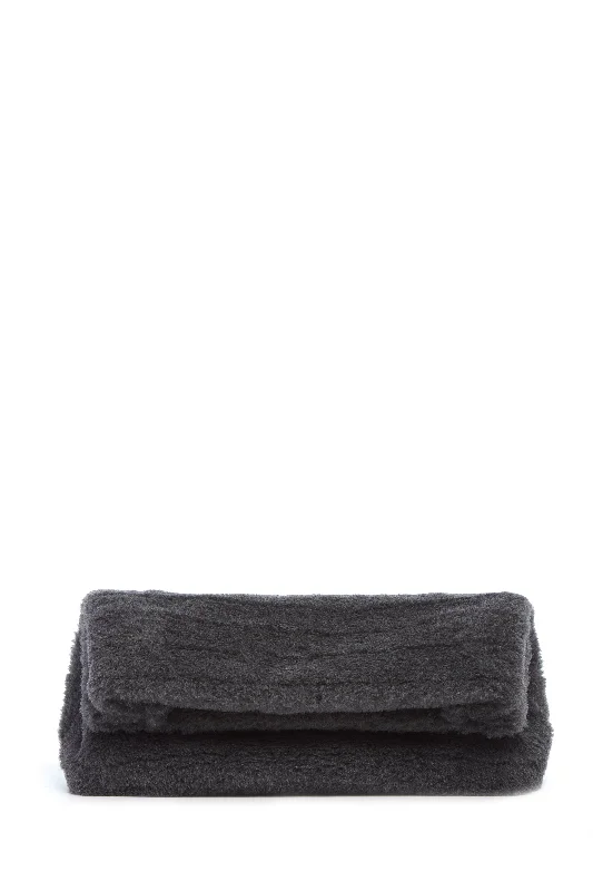 Fur - trimmed evening bag for a luxurious winter eventPhoebe Clutch in Dark Grey Virgin Wool Silk Cashmere Fur Fur - trimmed evening bag for a luxurious winter eventPhoebe Clutch in Dark Grey Virgin Wool Silk Cashmere Fur