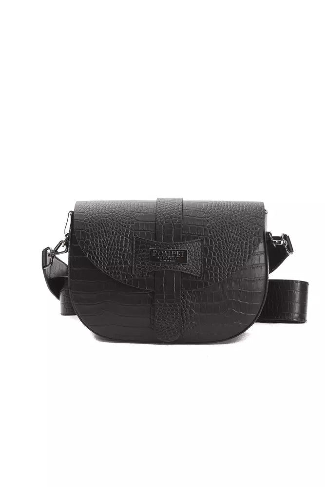 Silk crossbody bag with a delicate print for a feminine touchPompei Donatella Black Leather Women Crossbody Silk crossbody bag with a delicate print for a feminine touchPompei Donatella Black Leather Women Crossbody