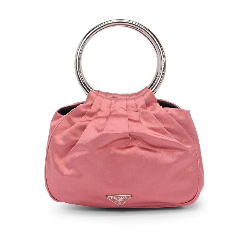 Geometric - shaped evening bag for a contemporary aestheticPrada Rosa Satin Raso Wrist Bag Geometric - shaped evening bag for a contemporary aestheticPrada Rosa Satin Raso Wrist Bag