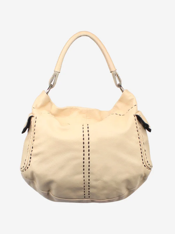 Tan leather top handle bag