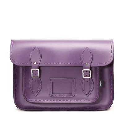 Handmade Leather Satchel - Purple