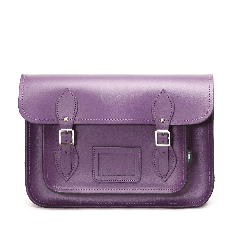 Handmade Leather Satchel - Purple