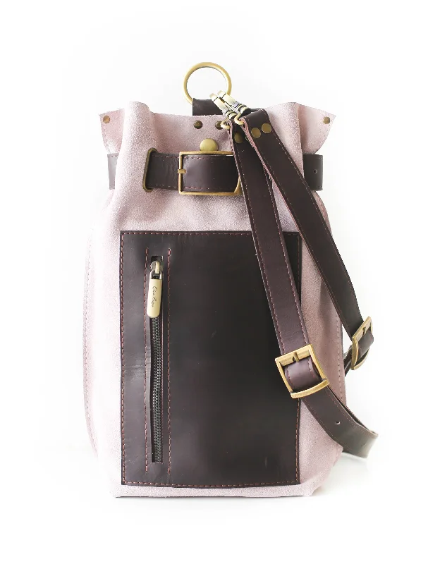 Crossbody bag with a detachable strap for easy customizationPurple Suede Sling Backpack Crossbody bag with a detachable strap for easy customizationPurple Suede Sling Backpack