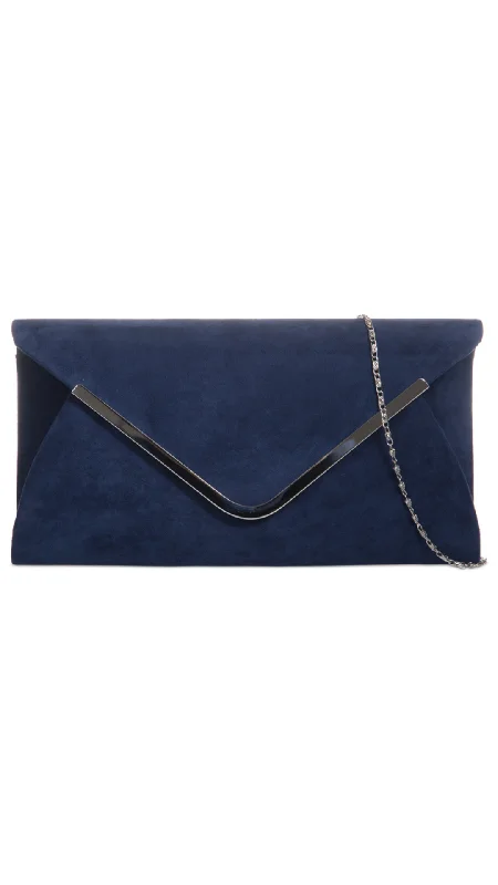 Women's satin clutch with a beaded flower accent for a glamorous eveningRegan Clutch- Navy Women's satin clutch with a beaded flower accent for a glamorous eveningRegan Clutch- Navy