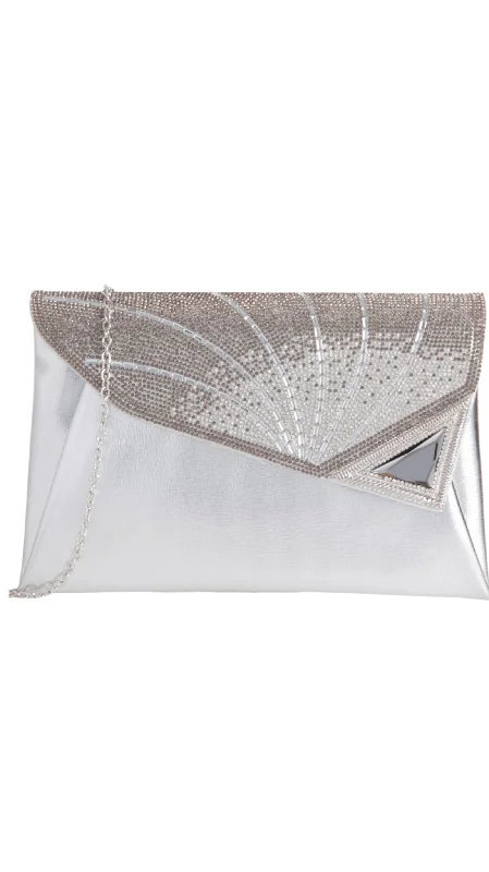 Geometric - shaped evening bag for a contemporary aestheticRia Clutch- Silver