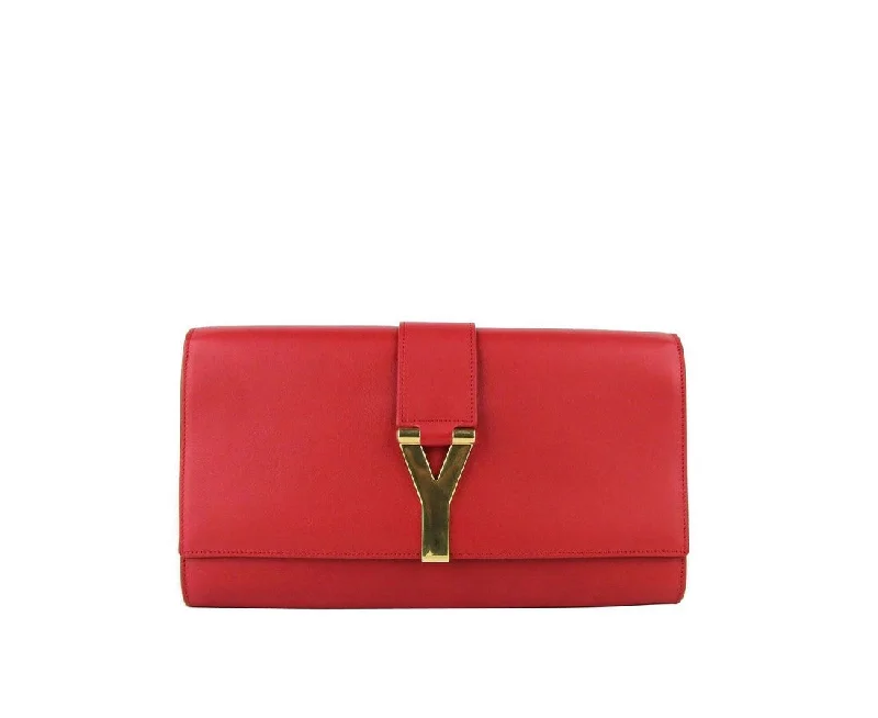 Clutch with a removable strap to be used as a hand - held or cross - bodySaint Laurent Women's Classic Y Leather Paris Clutch