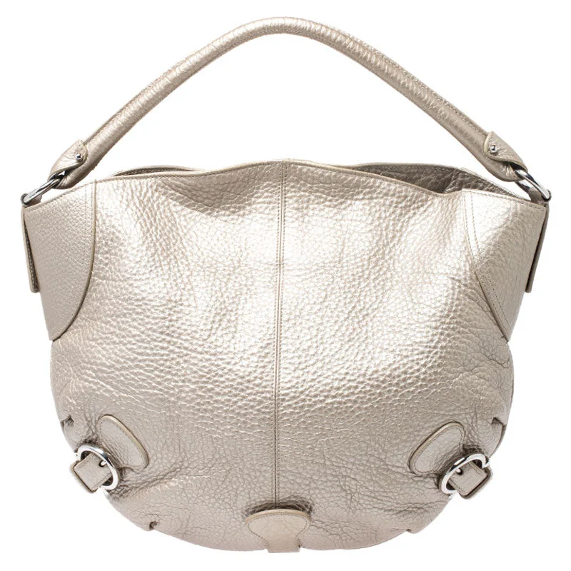 Salvatore Ferragamo Metallic  Leather Hobo