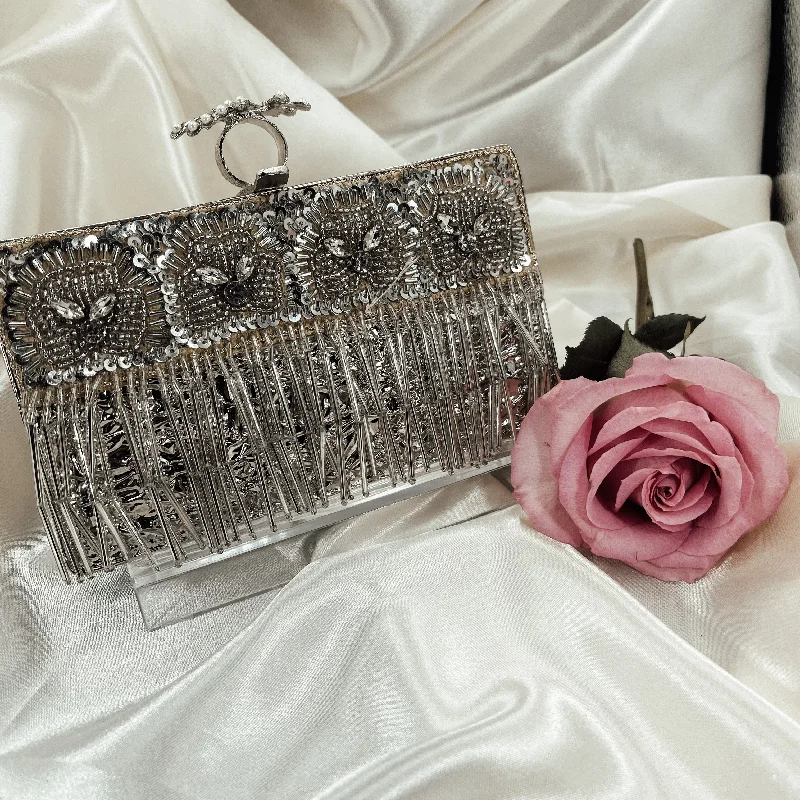 Clutch with a built - in mirror and compact for on - the - go touch - upsSANA Clutch Clutch with a built - in mirror and compact for on - the - go touch - upsSANA Clutch