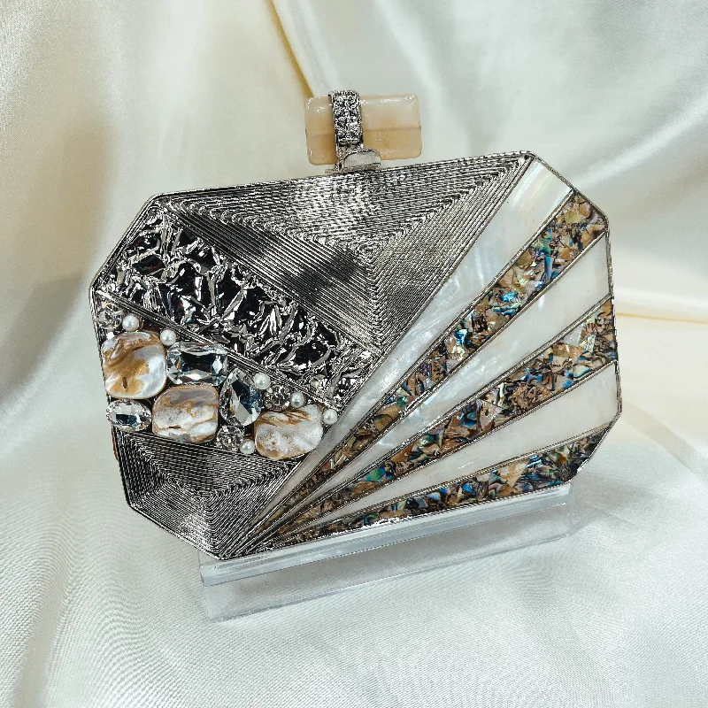 Lace - covered clutch for a romantic and feminine lookSANIA Clutch (Silver)
