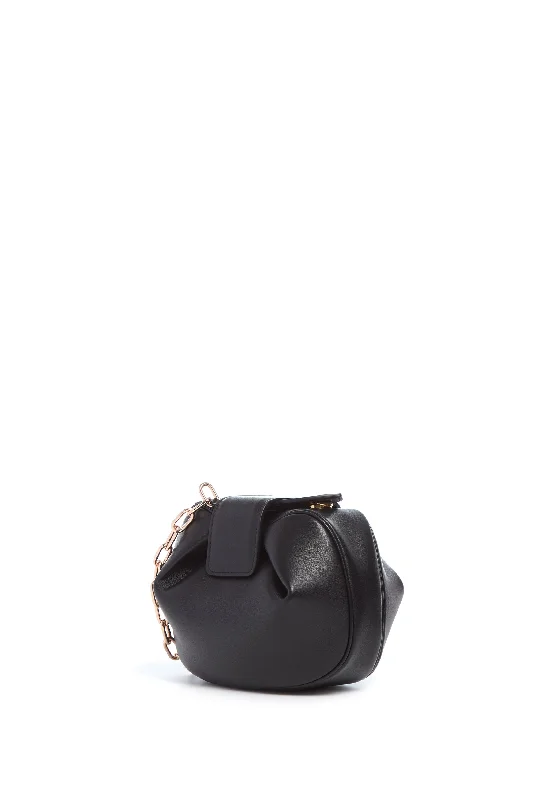 Patent leather clutch with a modern, minimalist designSoft Demi Clutch with Chain in Black Nappa Leather Patent leather clutch with a modern, minimalist designSoft Demi Clutch with Chain in Black Nappa Leather