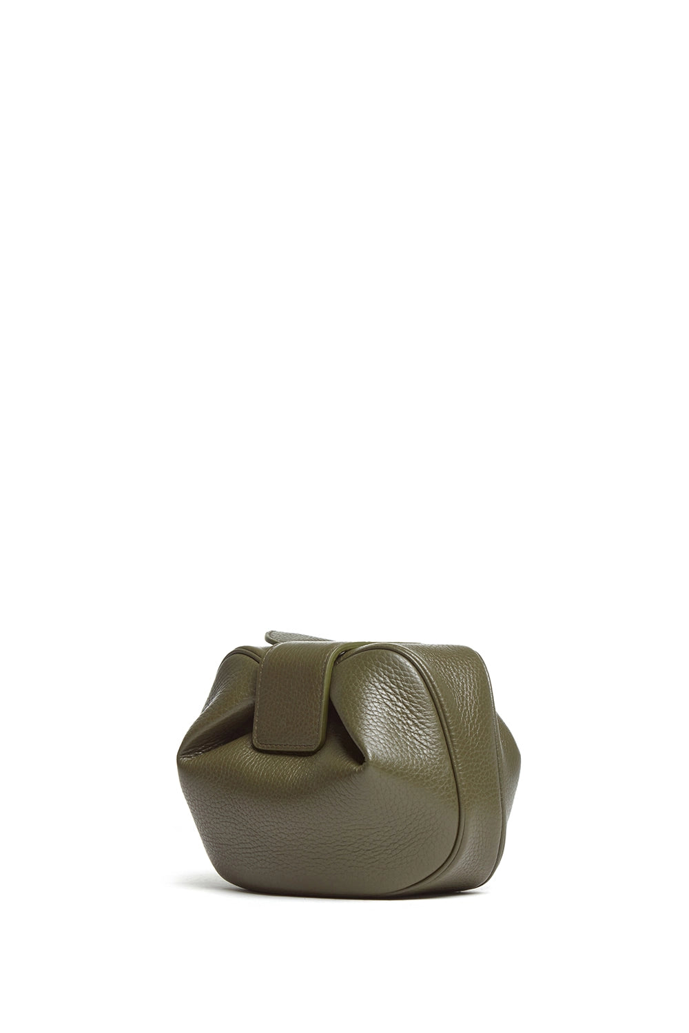 Miniature evening bag with a fold - over clasp for a compact optionSoft Demi Clutch in Olive Textured Leather Miniature evening bag with a fold - over clasp for a compact optionSoft Demi Clutch in Olive Textured Leather