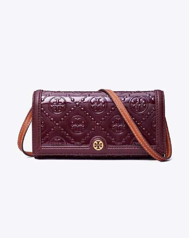 Faux fur crossbody bag with a soft and fluffy texture for winterT Monogram Patent Crossbody Wallet With Adjustable Strap