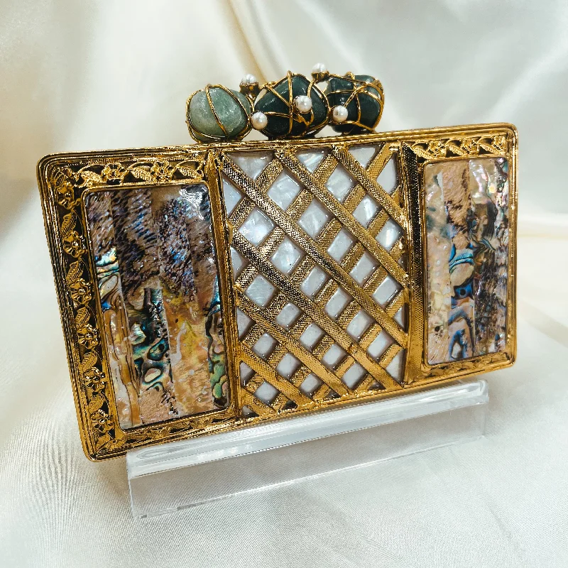 Metallic leather evening bag with a textured finishEVEYLN Clutch