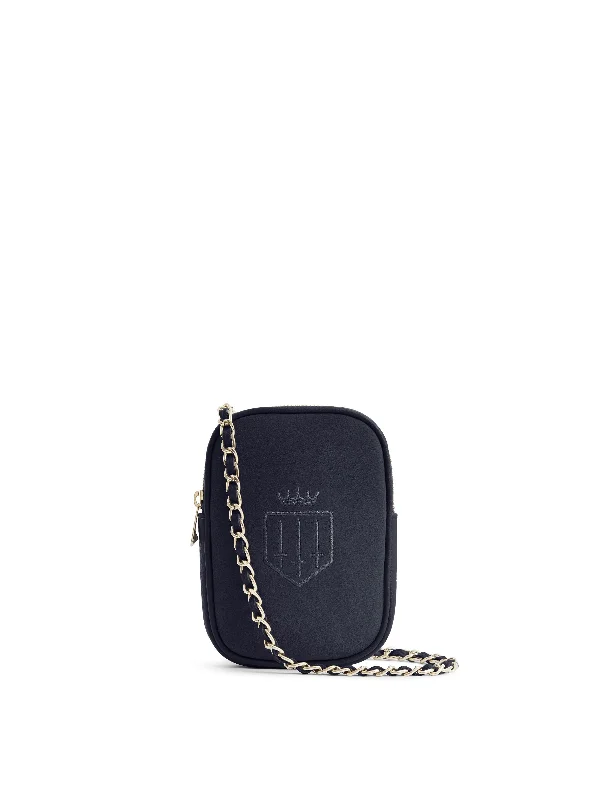 Crossbody bag with a hidden anti - theft pocket for securityMini Finsbury - Navy Suede Crossbody bag with a hidden anti - theft pocket for securityMini Finsbury - Navy Suede