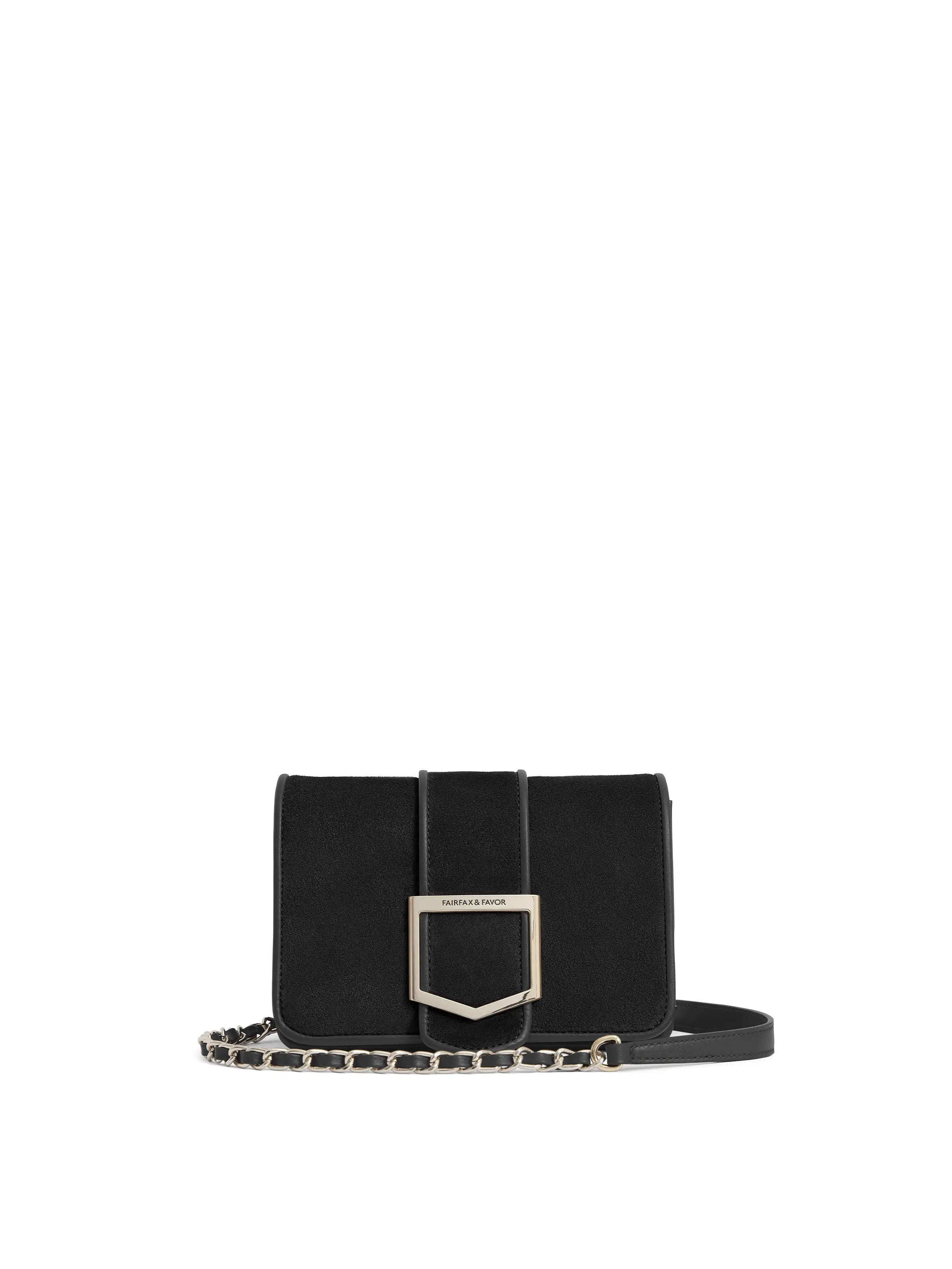 Vintage - style crossbody bag with a brass frame and leather strapsMini Belmont - Black Suede Vintage - style crossbody bag with a brass frame and leather strapsMini Belmont - Black Suede