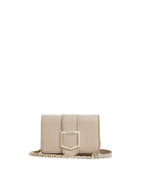 Canvas crossbody bag with a patchwork design for a casual and artsy feelMini Belmont - Stone Leather Canvas crossbody bag with a patchwork design for a casual and artsy feelMini Belmont - Stone Leather