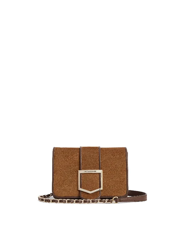 Vegan leather crossbody bag for eco - conscious consumersMini Belmont - Tan Suede