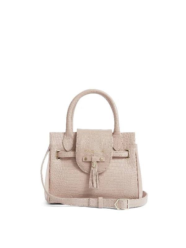 Convertible crossbody bag that can be worn as a shoulder bagMini Windsor Handbag - Blush Croc Convertible crossbody bag that can be worn as a shoulder bagMini Windsor Handbag - Blush Croc