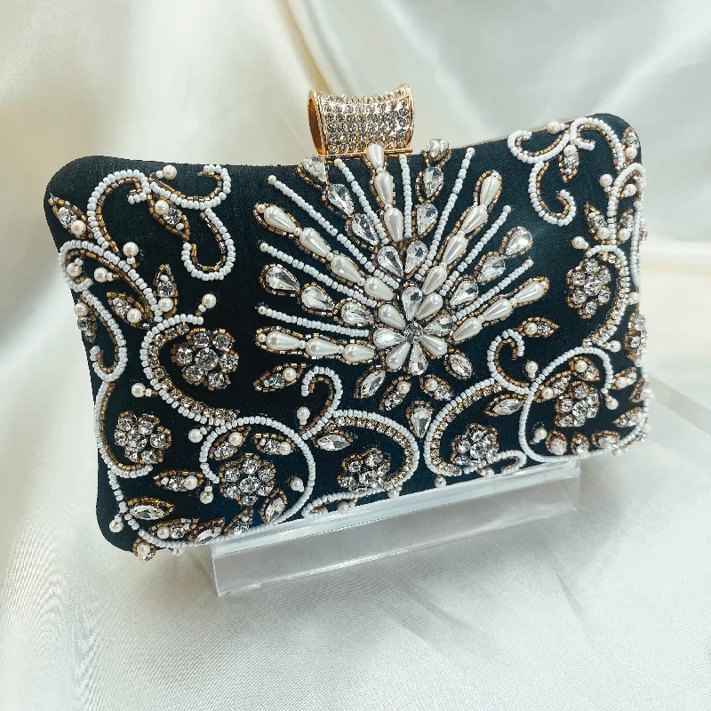 Mother - of - pearl clutch with a delicate sheenTIARA Clutch (Black)