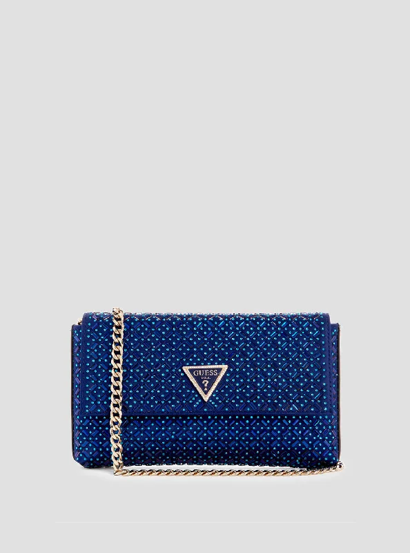 Clutch with a removable strap to be used as a hand - held or cross - bodyBlue Zalina Clutch Bag